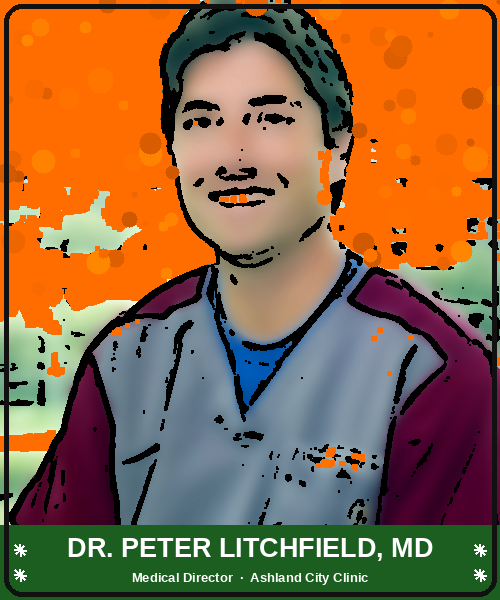 Dr. Peter Litchfield — cartoon portrait